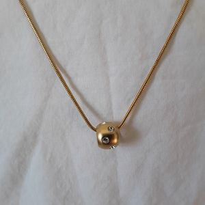 Gold cylinder necklace/ gold chain/16in./diamonds around cylinder/18ktch/nice